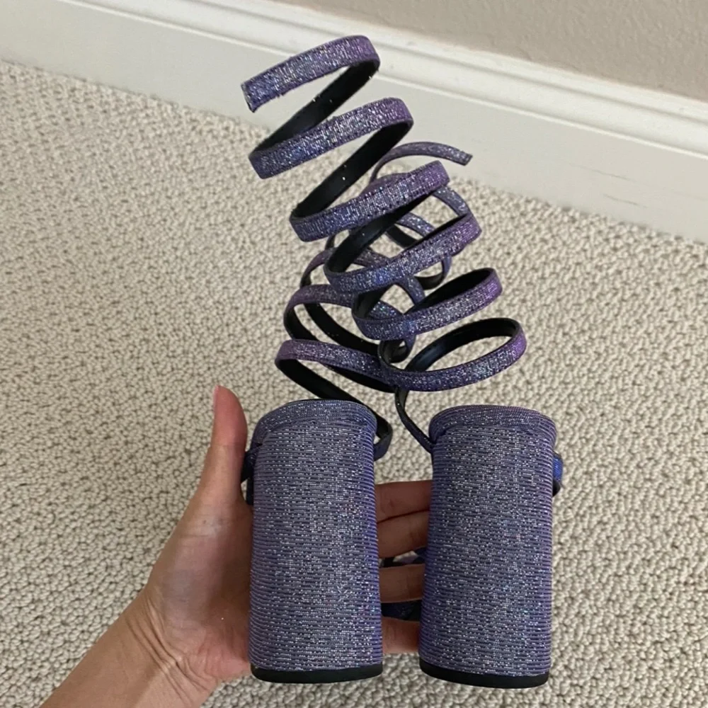 Dollskill Horoscopez Glitter Spiral Purple Wrap Heels